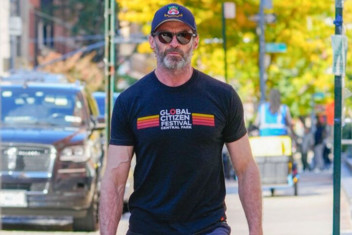 Hugh Jackman is seen on October 25, 2023 in New York City